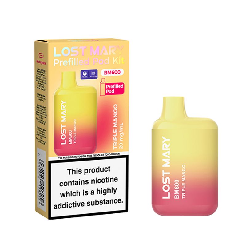 Lost Mary vape pod packaging triple mango zoom distro in UK