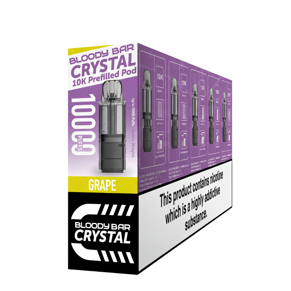 Crystal 10K Bloody Bar | Replacement Pods | Grape | 10K | Pack Of 5