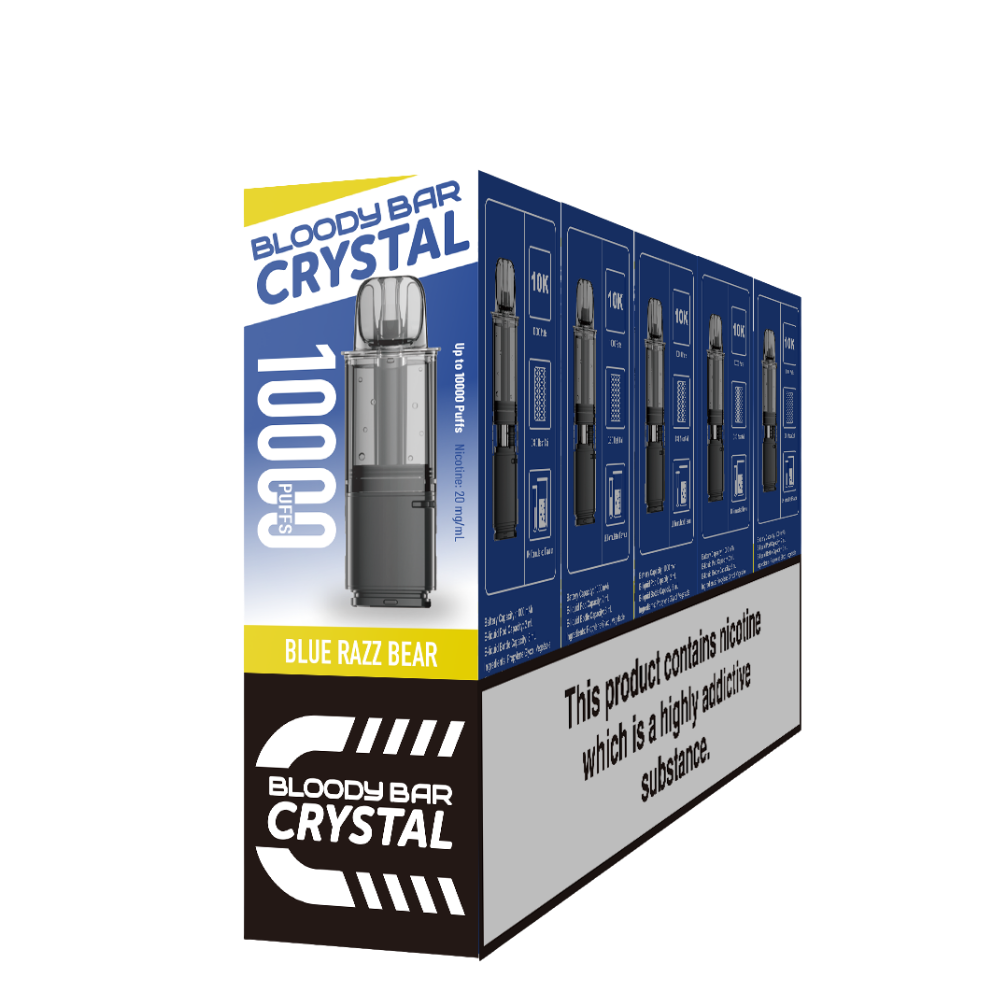 Crystal 10K Bloody Bar | Replacement Pods | Blue Razz Bear | 10K | Pack Of 5
