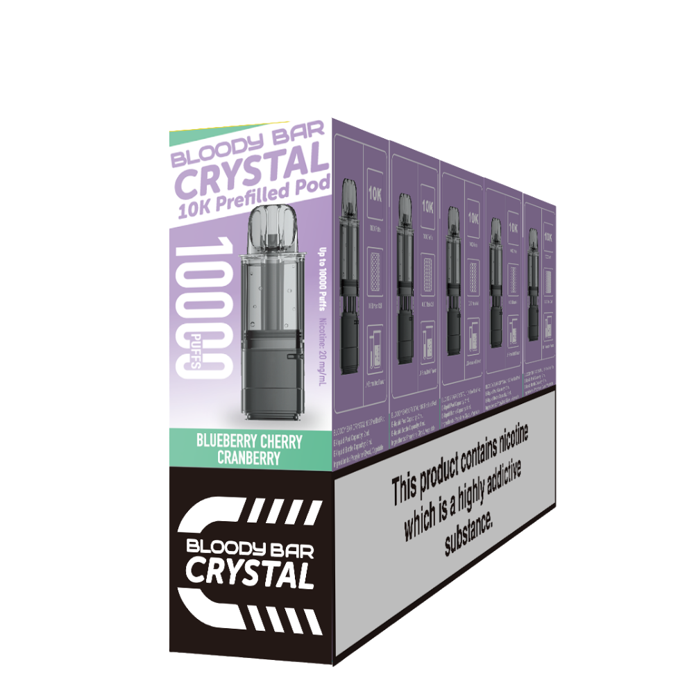 Crystal 10K Bloody Bar | Replacement Pods | Blueberry Cherry Cranberry | 10K | Pack Of 5