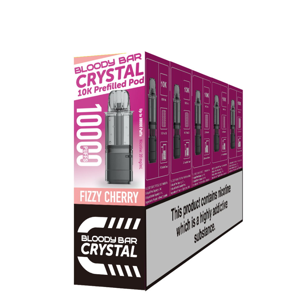Crystal 10K Bloody Bar | Replacement Pods | Fizzy Cherry | 10K | Pack Of 5