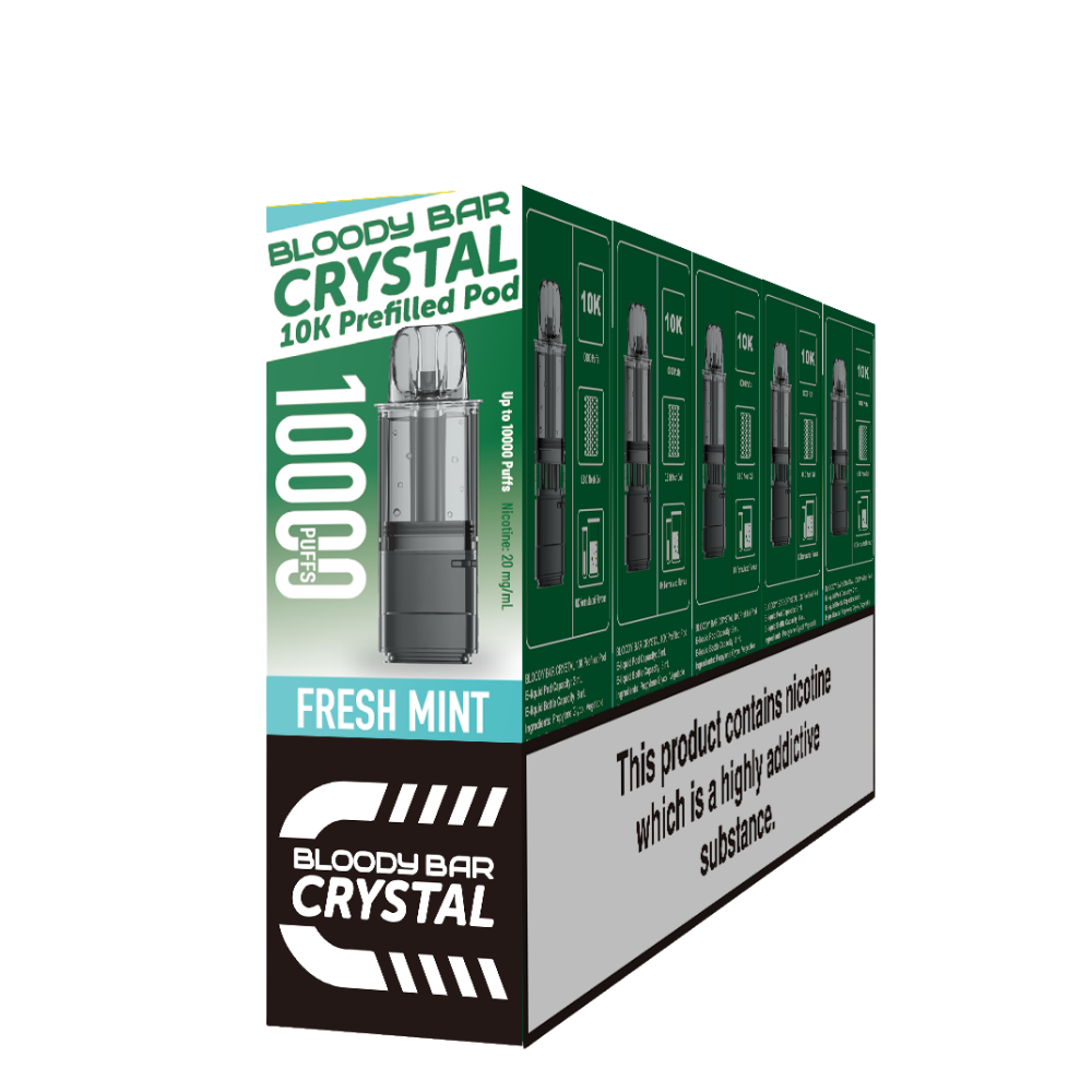 Crystal 10K Bloody Bar | Replacement Pods | Fresh Mint | 10K | Pack Of 5