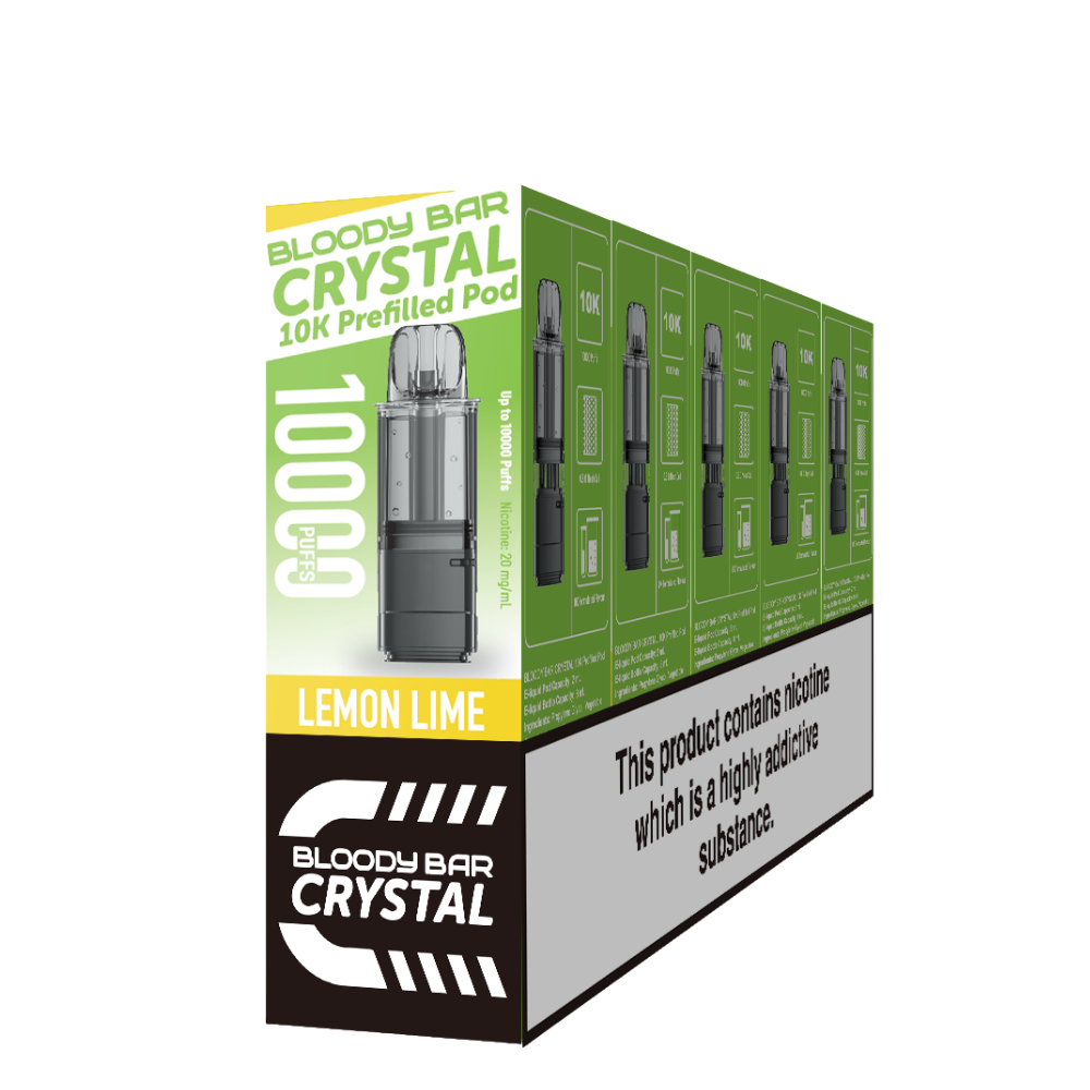 Crystal 10K Bloody Bar | Replacement Pods | Lemon Lime | 10K | Pack Of 5