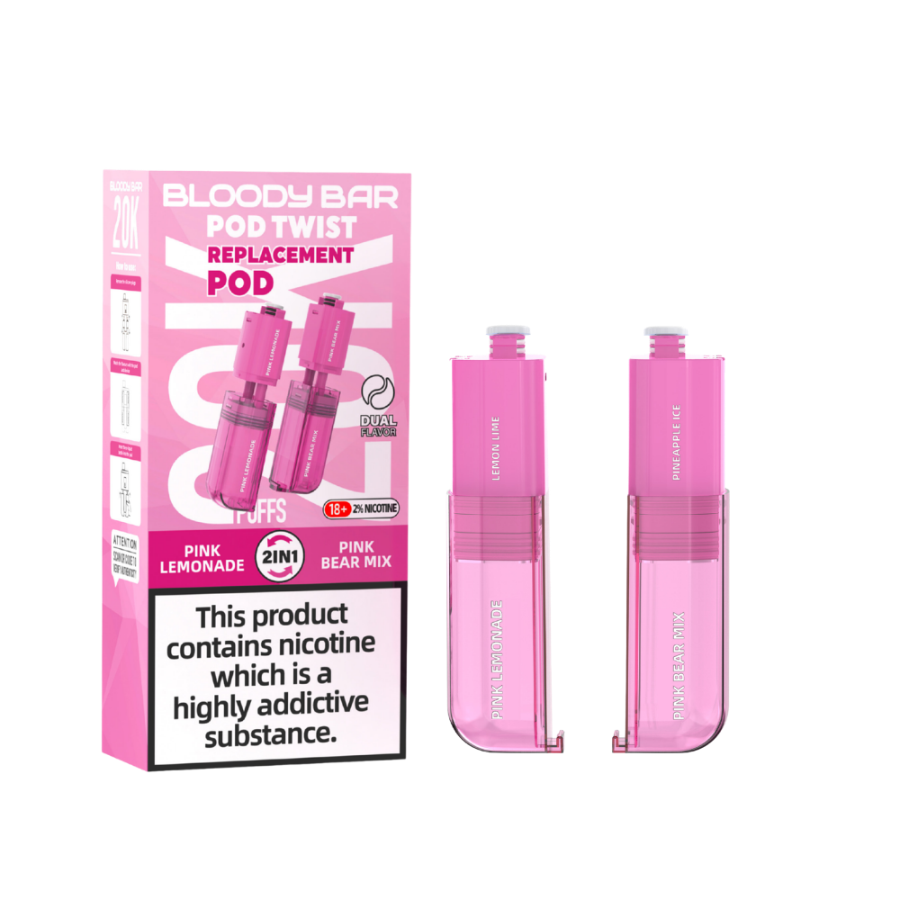 Bloody Bar | Replacement Pods | Pink Lemonade/Pink Bear Mix | Pod Twist 20K | Pack of 5