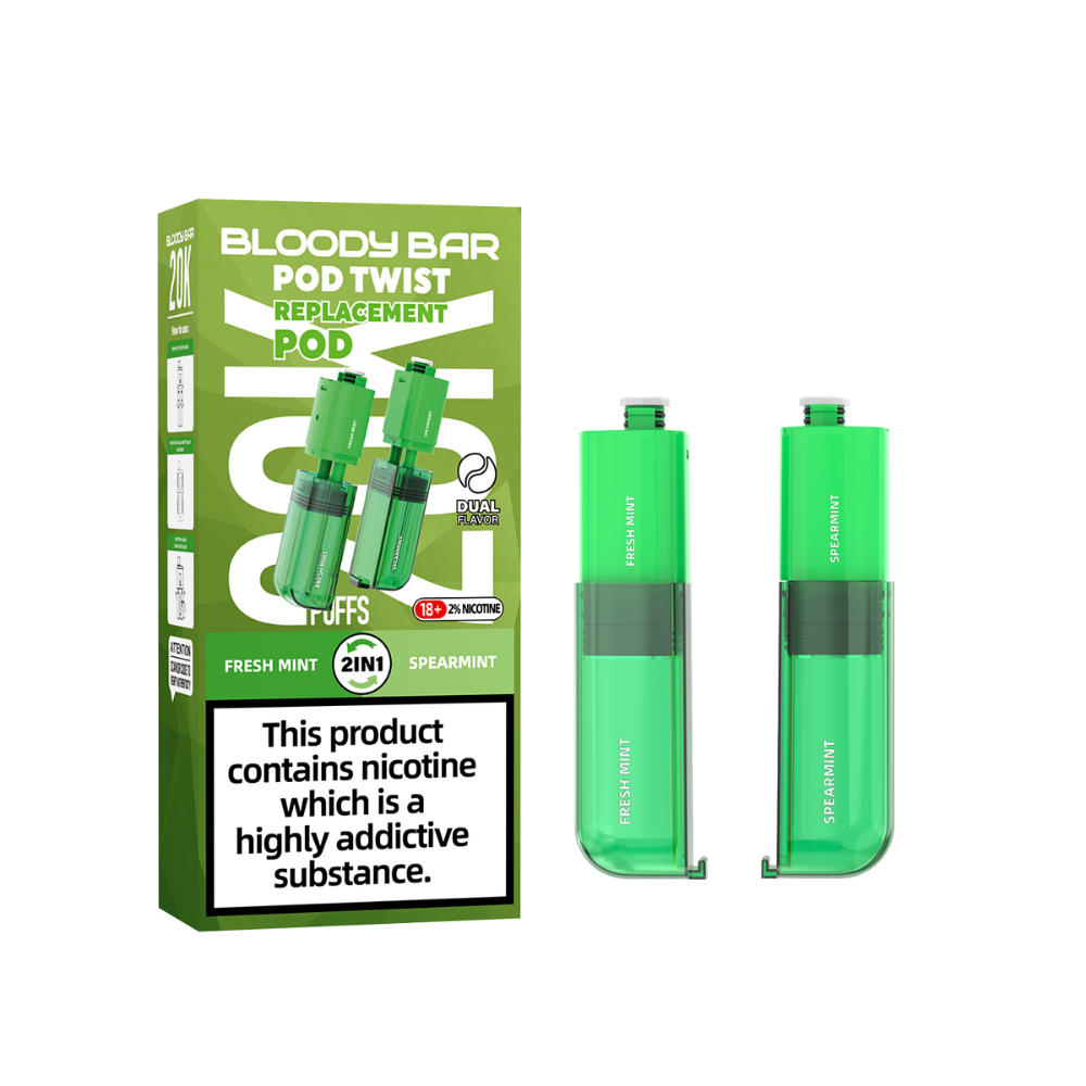 Bloody Bar | Replacement Pods | Freshmint/Spearmint | Pod Twist 20K | Pack of 5