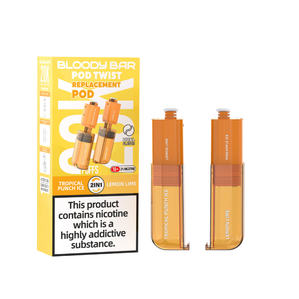 Bloody Bar | Replacement Pods | Tropical Punch/Lemon Lime | Pod Twist 20K | Pack of 5