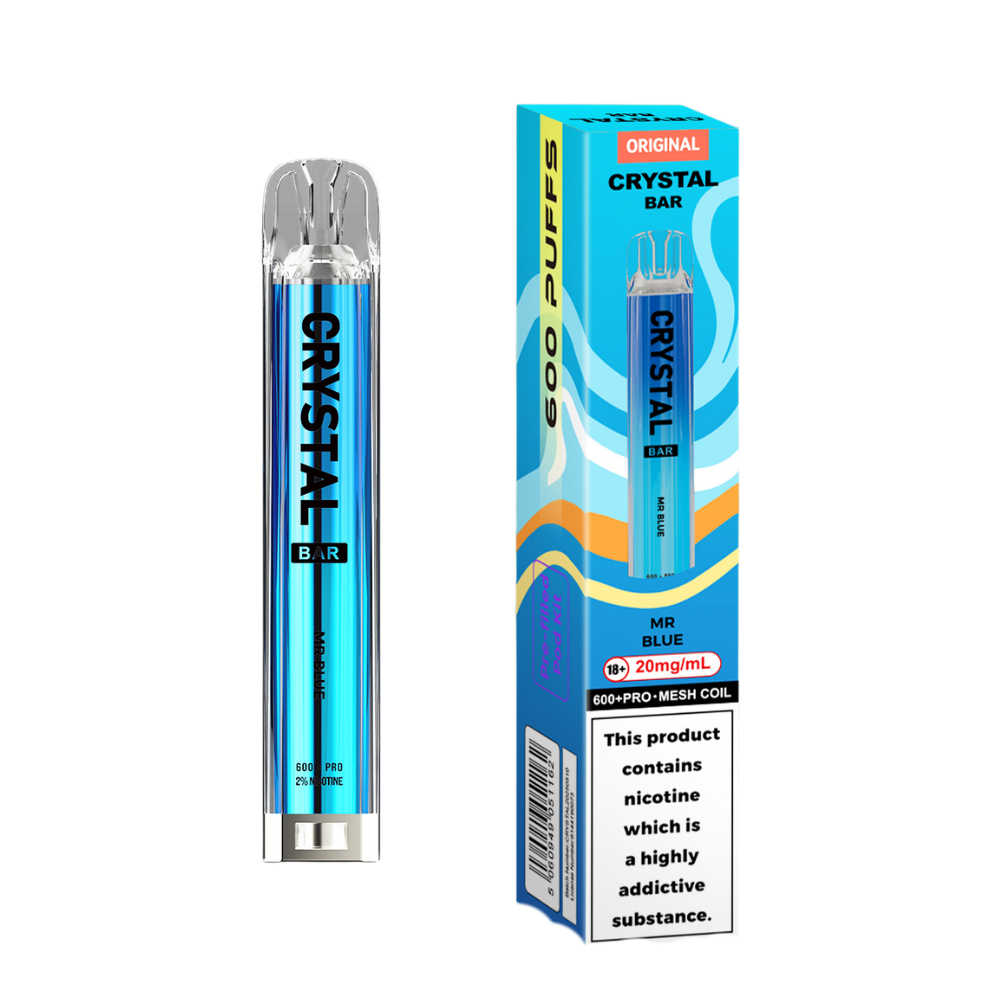 Crystal Bar | Prefilled Pod Kit | Mr Blue | 600 Puffs| Pack Of 10