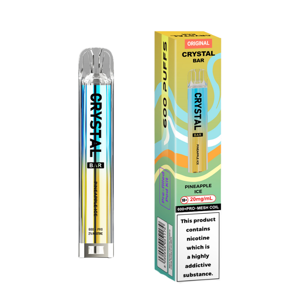 Crystal Bar | Prefilled Pod Kit | Pineapple Ice | 600 Puffs| Pack Of 10