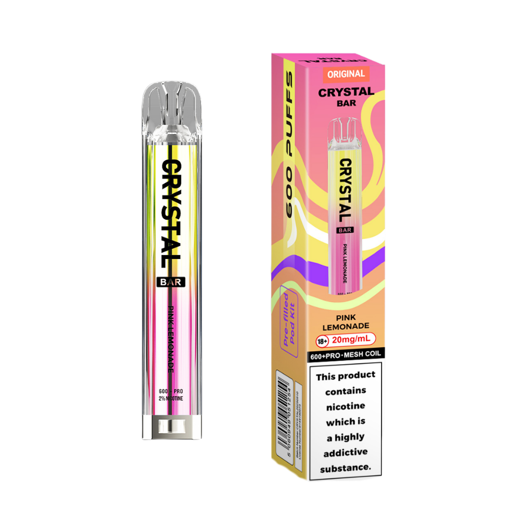 Crystal Bar | Prefilled Pod Kit | Pink Lemonade | 600 Puffs| Pack Of 10