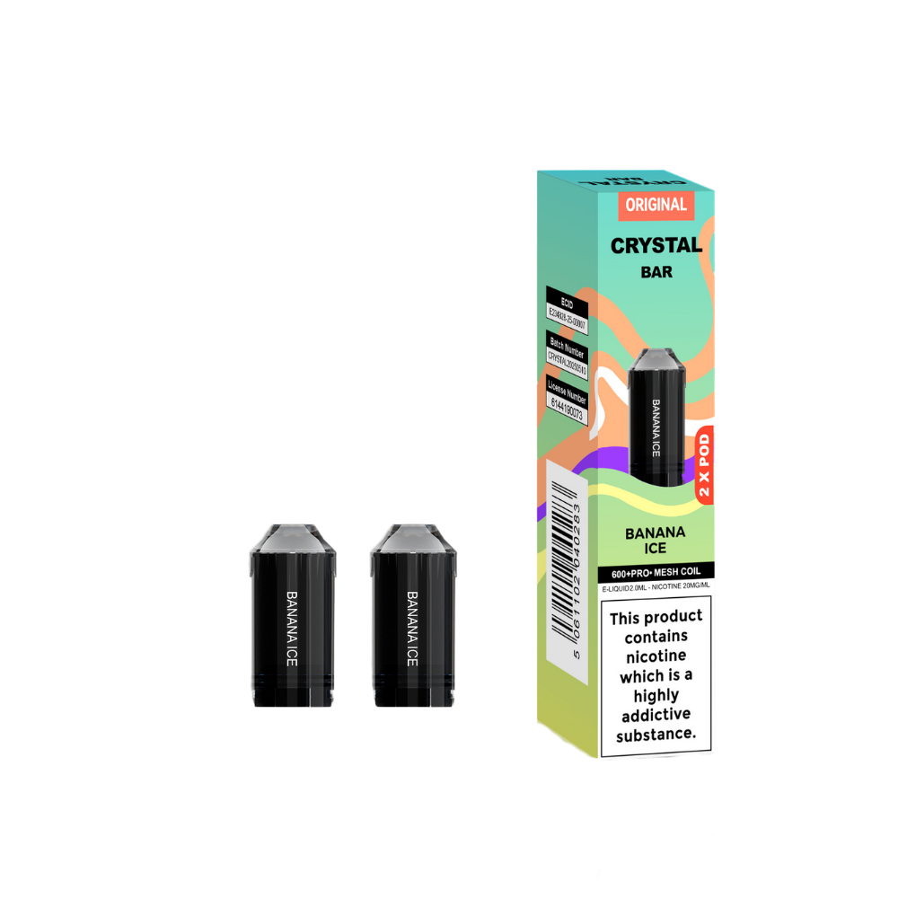 Crystal Bar | Replacement Pods | Banana Ice | 600 Puffs| Pack Of 5