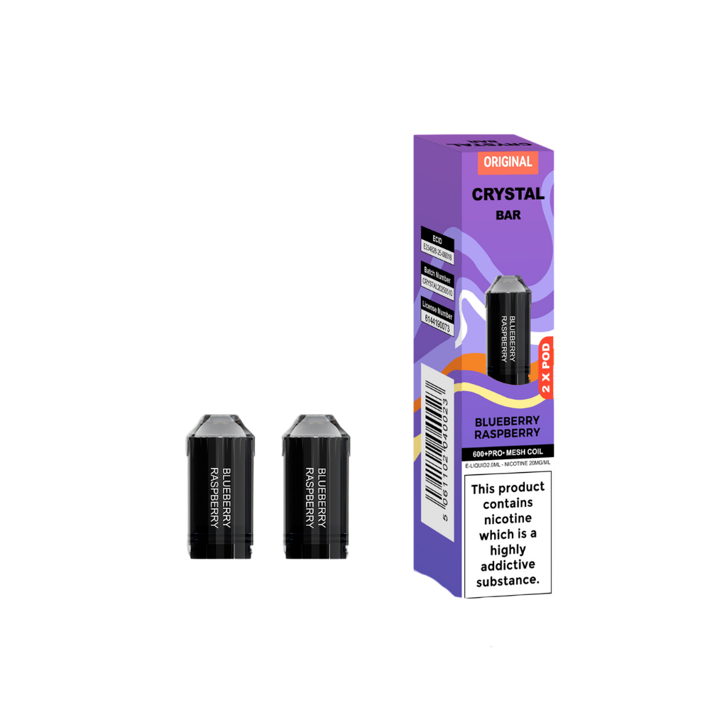 Crystal Bar | Replacement Pods | Blueberry Raspberry | 600 Puffs| Pack Of 5