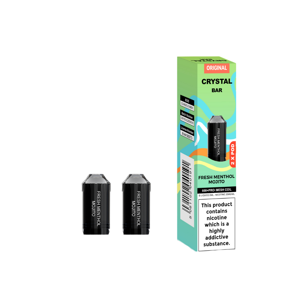 Crystal Bar | Replacement Pods | Fresh Menthol Mojito | 600 Puffs| Pack Of 5