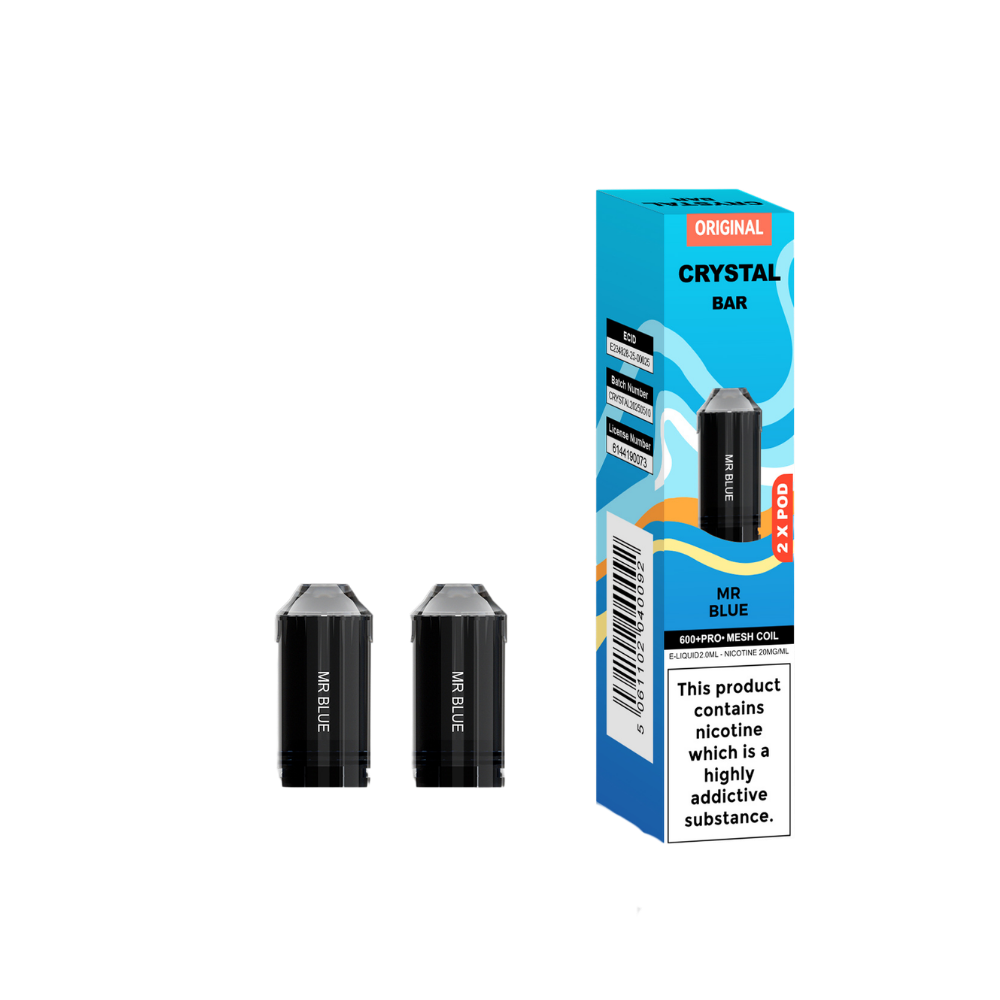 Crystal Bar | Replacement Pods | Mr Blue | 600 Puffs| Pack Of 5