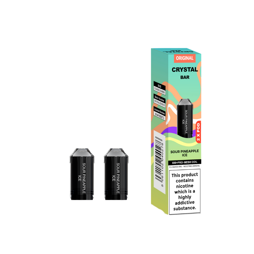Crystal Bar | Replacement Pods | Sour Pineapple Ice | 600 Puffs| Pack Of 5