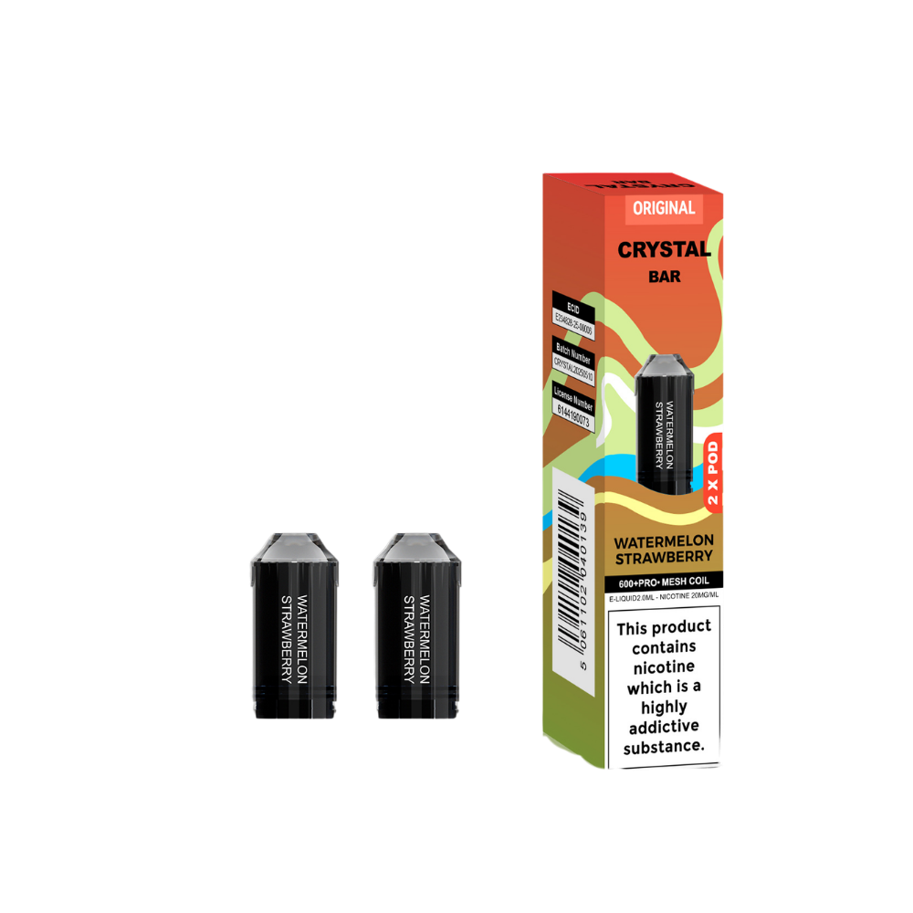 Crystal Bar | Replacement Pods | Watermelon Strawberry | 600 Puffs| Pack Of 5