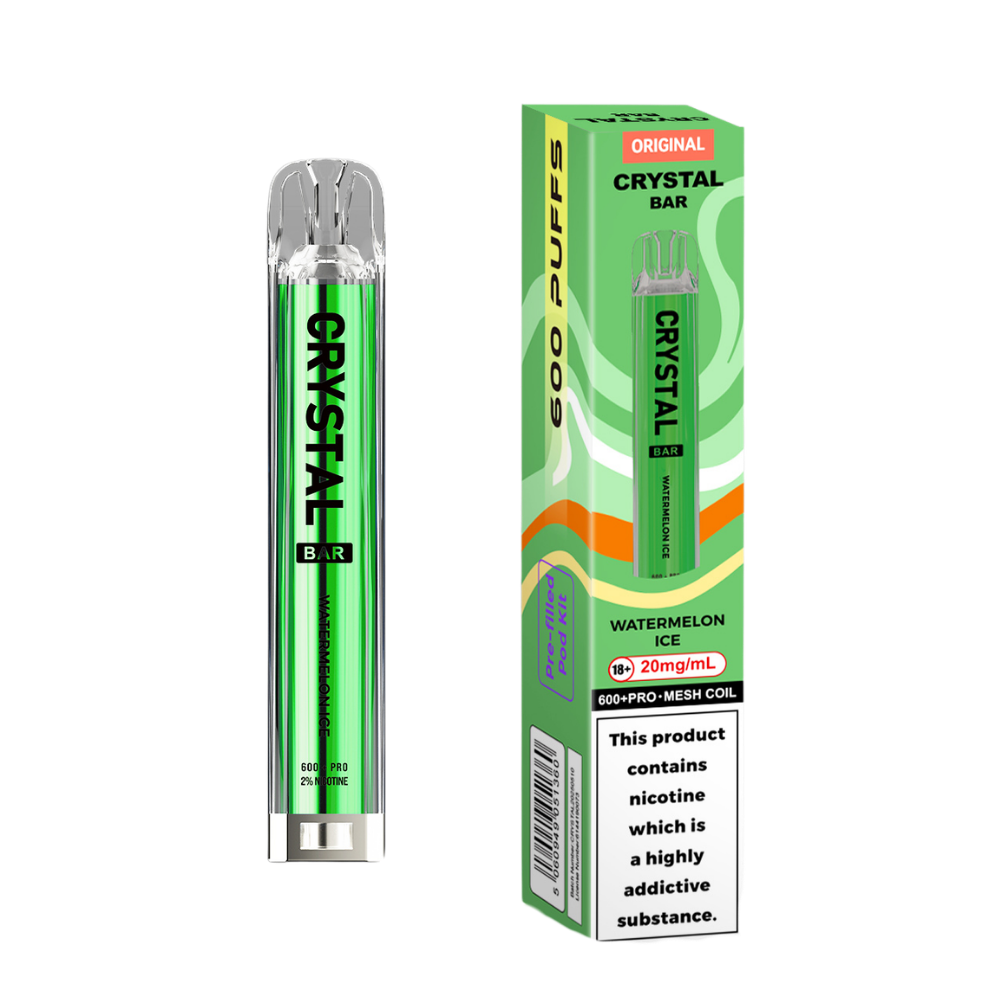 Crystal Bar | Prefilled Pod Kit | Watermelon Ice | 600 Puffs |Pack Of 10