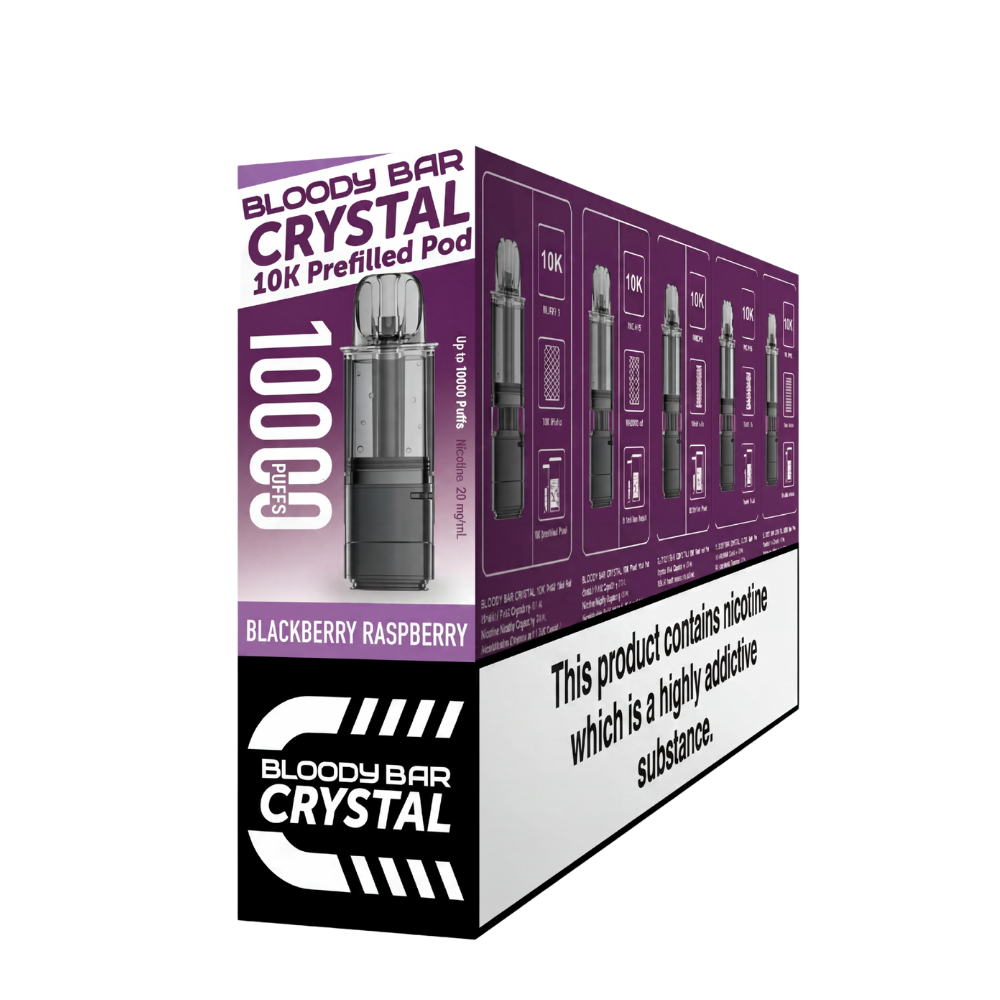 Crystal 10K Bloody Bar | Replacement Pods | Blackberry Raspberry | 10K | Pack Of 5