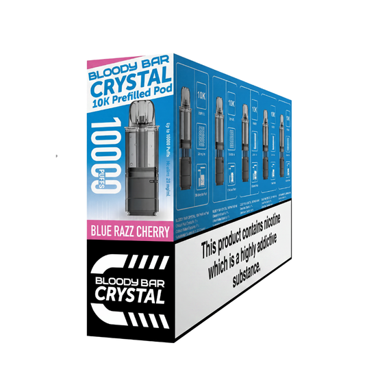 Crystal 10K Bloody Bar | Replacement Pods | Blue Razz Cherry | 10K | Pack Of 5