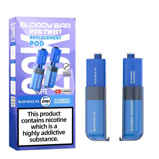 Bloody Bar | Replacement Pods | Blue Razz Ice/Blueberry Raspberry | Pod Twist 20K | Pack of 5