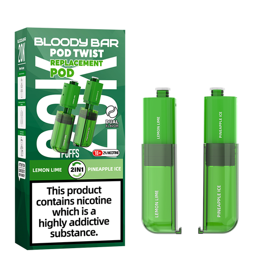 Bloody Bar | Replacement Pods | Lemon Lime/Pineapple Ice | Pod Twist 20K | Pack of 5