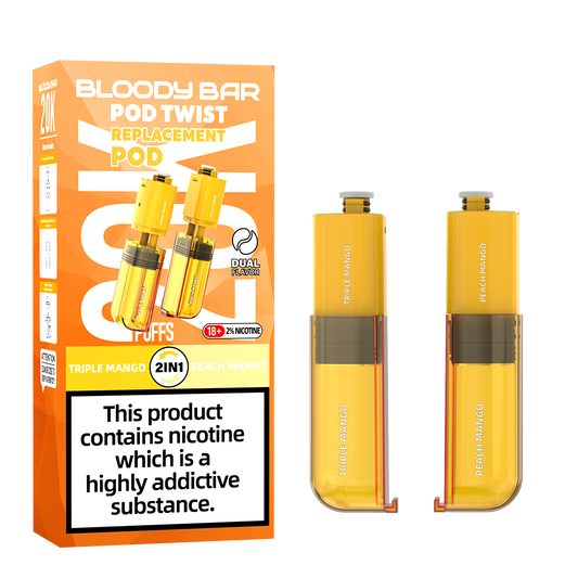 Bloody Bar | Replacement Pods | Triple Mango/Peach Mango | Pod Twist 20K | Pack of 5