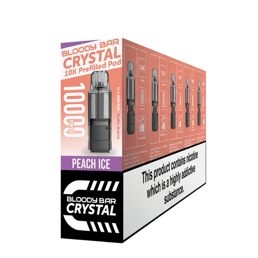 Crystal 10K Bloody Bar | Replacement Pods | Peach Ice | 10K | Pack Of 5