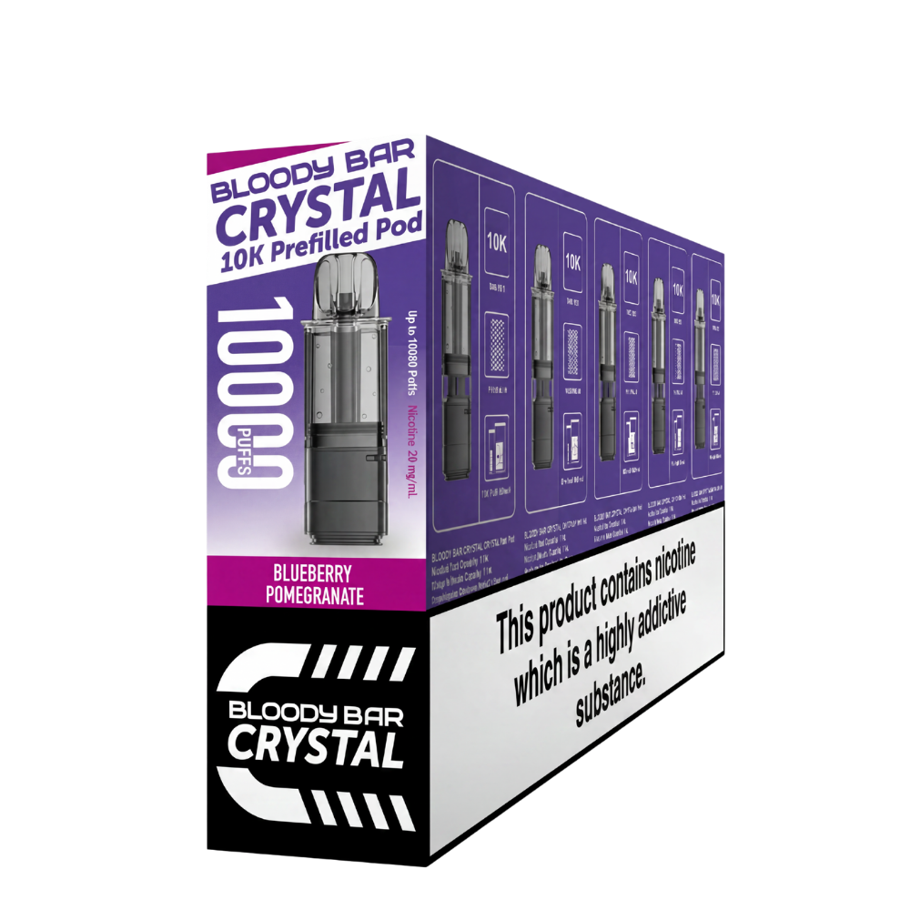 Crystal 10K Bloody Bar | Replacement Pods | Blueberry Pomegranate | 10K | Pack Of 5