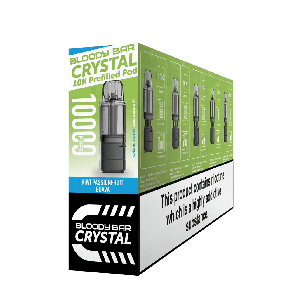 Crystal 10K Bloody Bar | Replacement Pods | Kiwi Passionfruit Guava | 10K | Pack Of 5