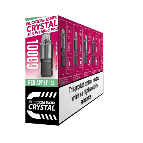 Crystal 10K Bloody Bar | Replacement Pods | Red Apple Ice | 10K | Pack Of 5