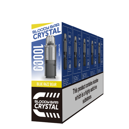 Crystal 10K Bloody Bar | Replacement Pods | Blue Razz Bear | 10K | Pack Of 5