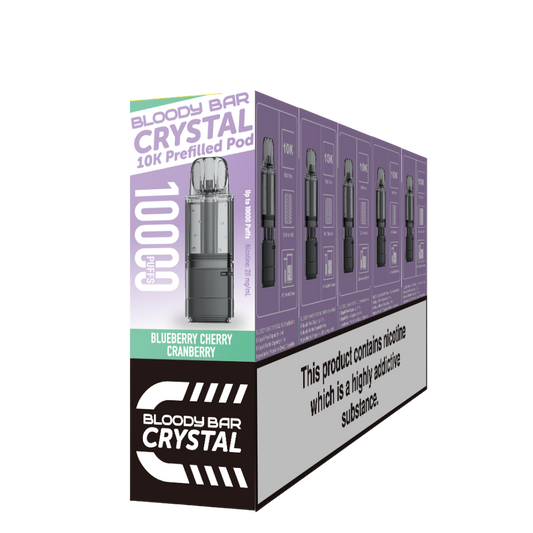 Crystal 10K Bloody Bar | Replacement Pods | Blueberry Cherry Cranberry | 10K | Pack Of 5