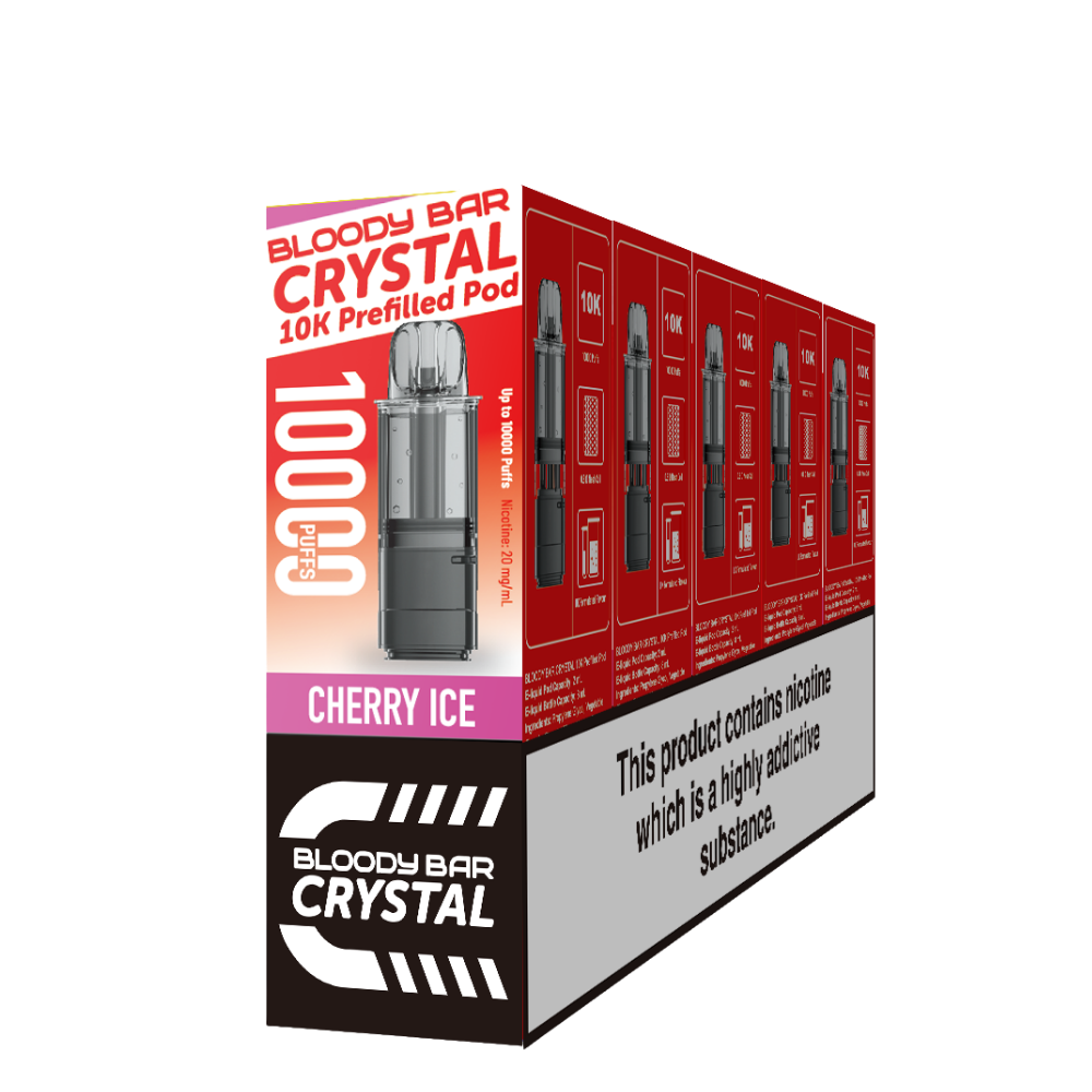 Crystal 10K Bloody Bar | Replacement Pods | Cherry Ice | 10K | Pack Of 5