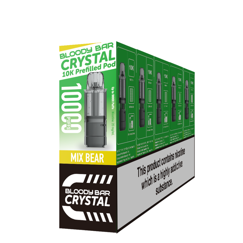 Crystal 10K Bloody Bar | Replacement Pods | Mix Bear | 10K | Pack Of 5