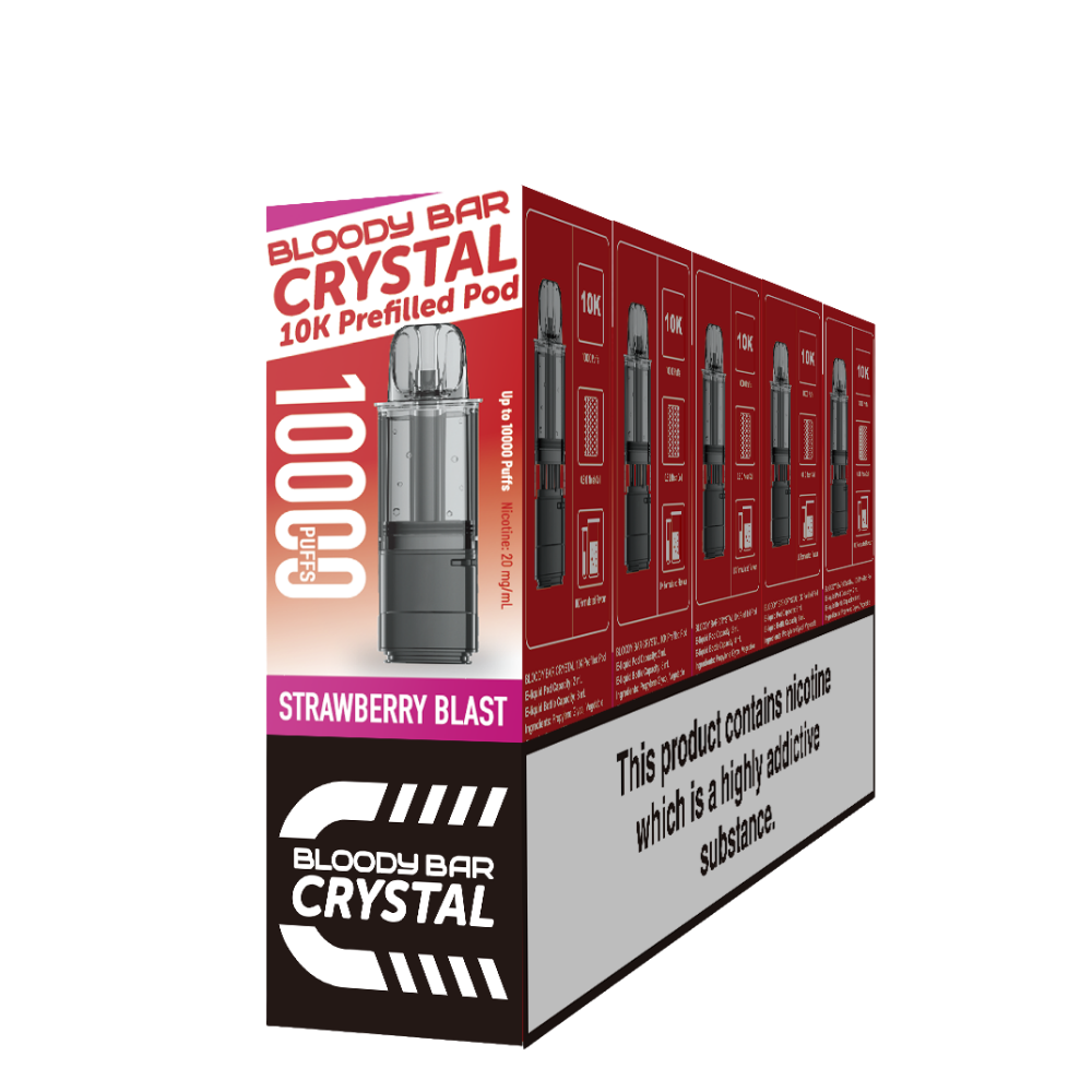 Crystal 10K Bloody Bar | Replacement Pods | Strawberry Blast | 10K | Pack Of 5