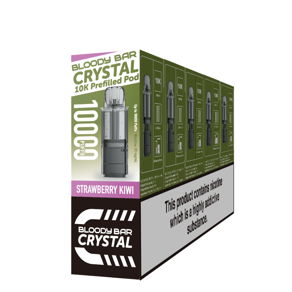 Crystal 10K Bloody Bar | Replacement Pods | Strawberry Kiwi | 10K | Pack Of 5