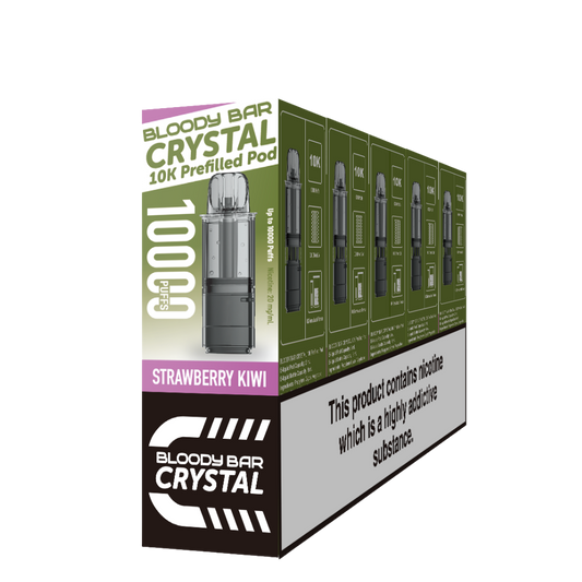 Crystal 10K Bloody Bar | Replacement Pods | Strawberry Kiwi | 10K | Pack Of 5