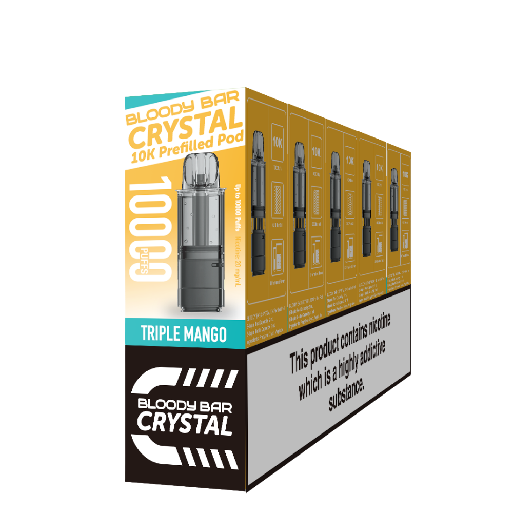 Crystal 10K Bloody Bar | Replacement Pods | Triple Mango | 10K | Pack Of 5