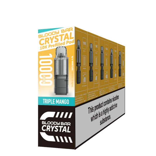 Crystal 10K Bloody Bar | Replacement Pods | Triple Mango | 10K | Pack Of 5