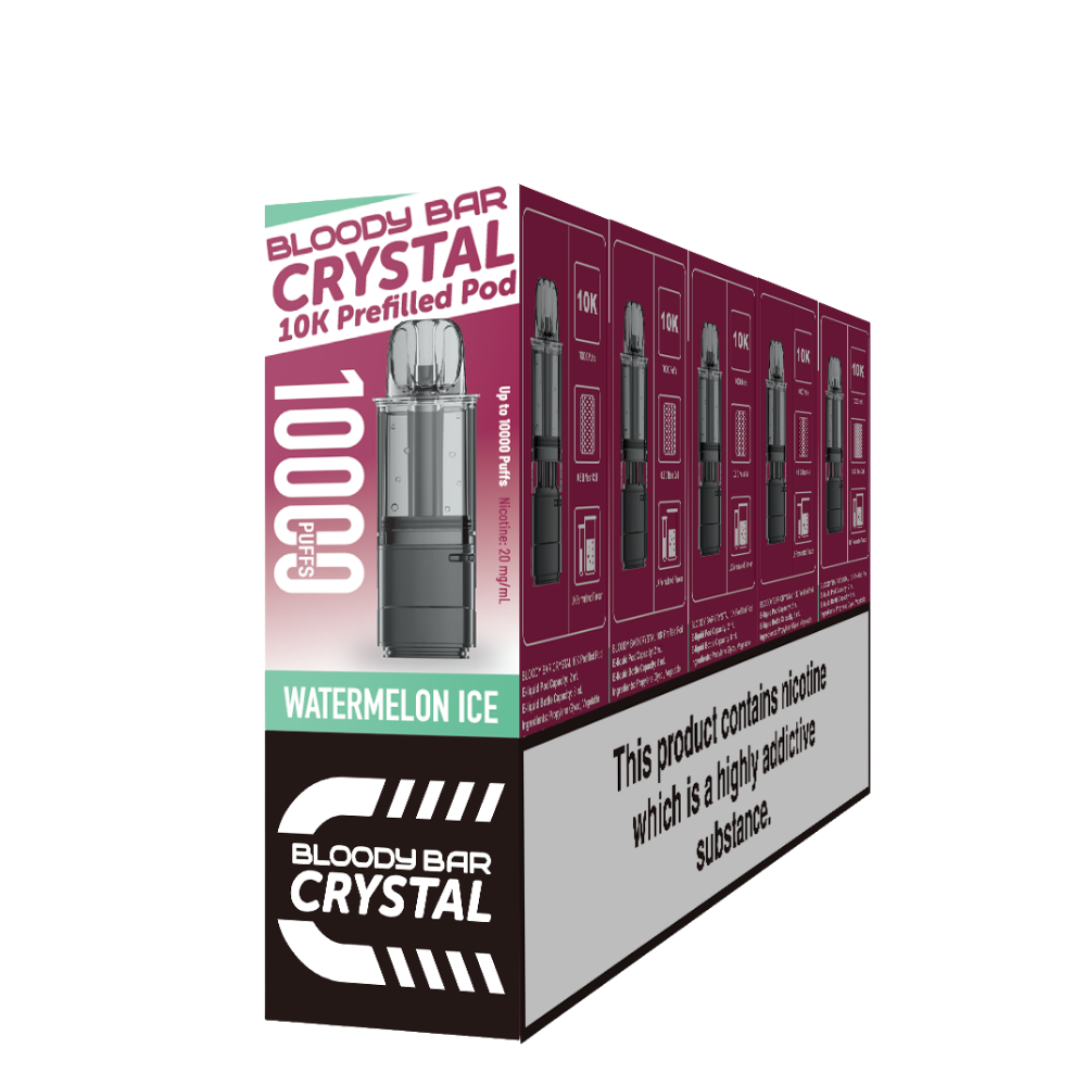 Crystal 10K Bloody Bar | Replacement Pods | Watermelon Ice | 10K | Pack Of 5