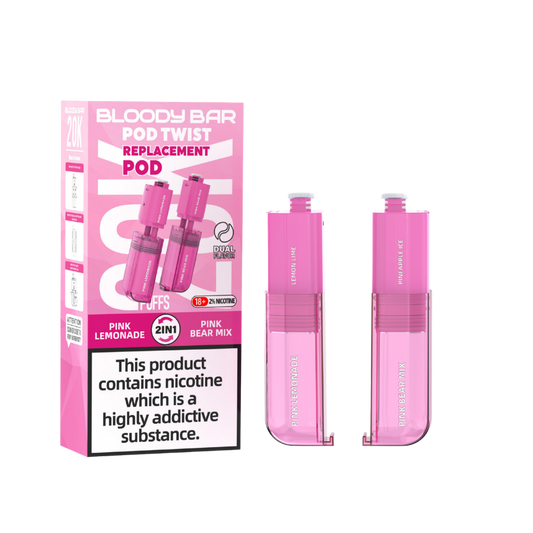 Bloody Bar | Replacement Pods | Pink Lemonade/Pink Bear Mix | Pod Twist 20K | Pack of 5
