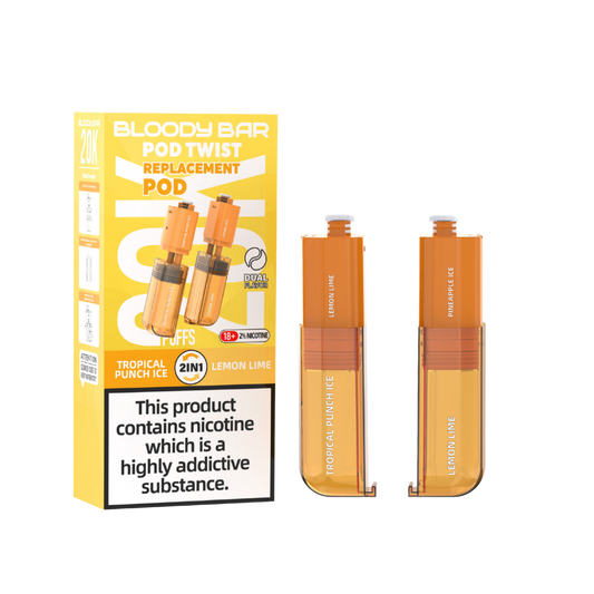 Bloody Bar | Replacement Pods | Tropical Punch/Lemon Lime | Pod Twist 20K | Pack of 5