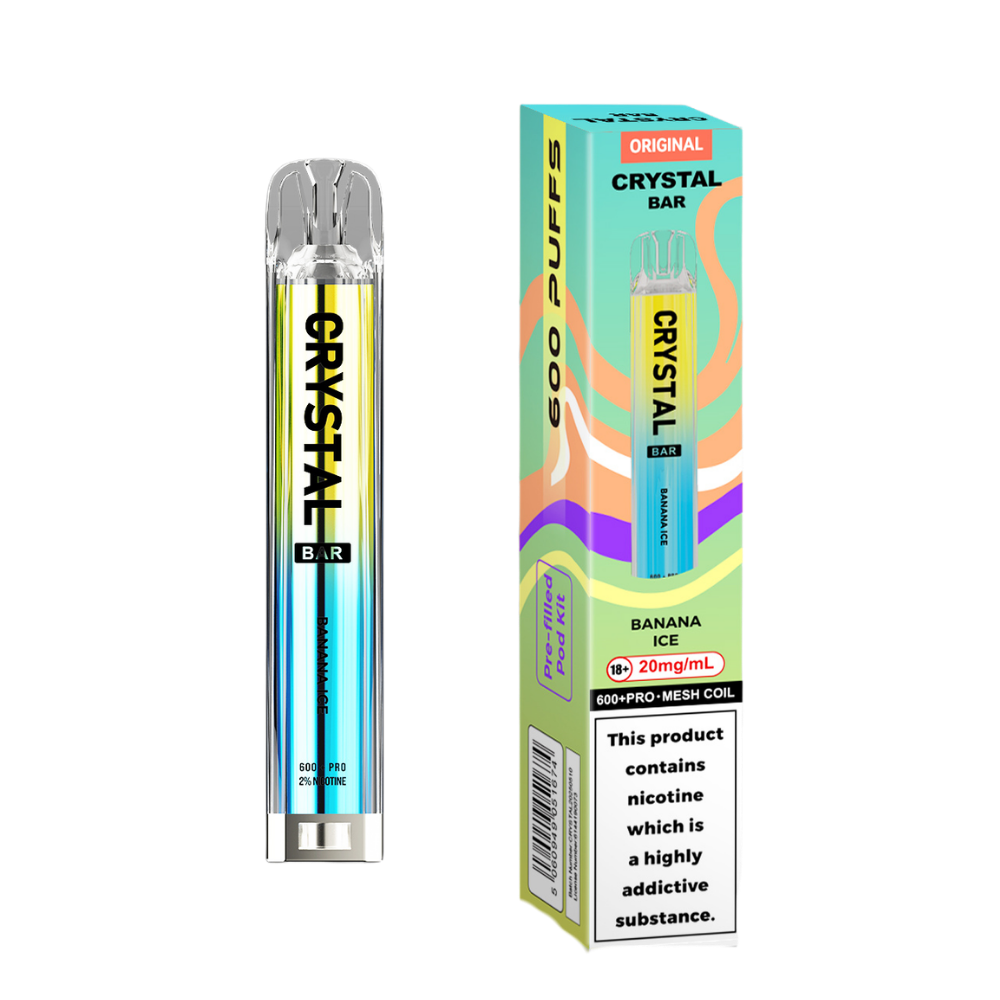 Crystal Bar | Prefilled Pod Kit | Banana Ice | 600 Puffs| Pack Of 10