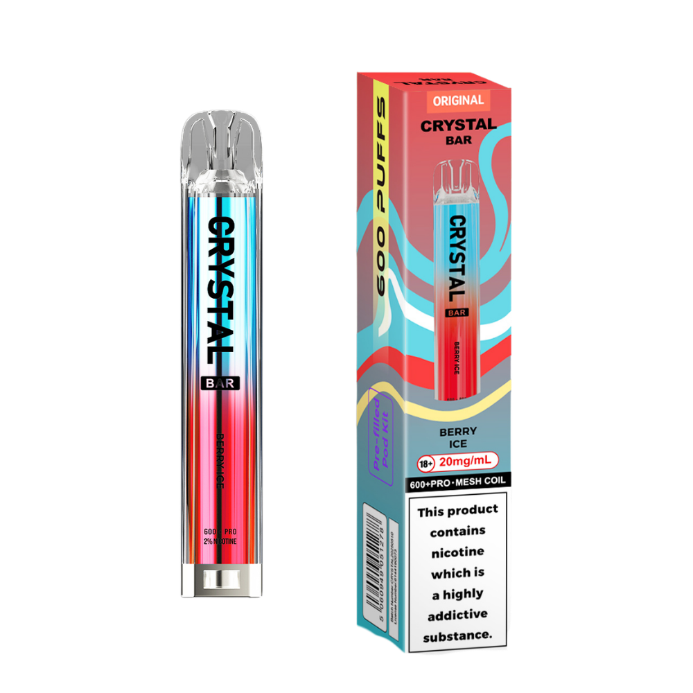 Crystal Bar | Prefilled Pod Kit | Berry Ice | 600 Puffs| Pack Of 10