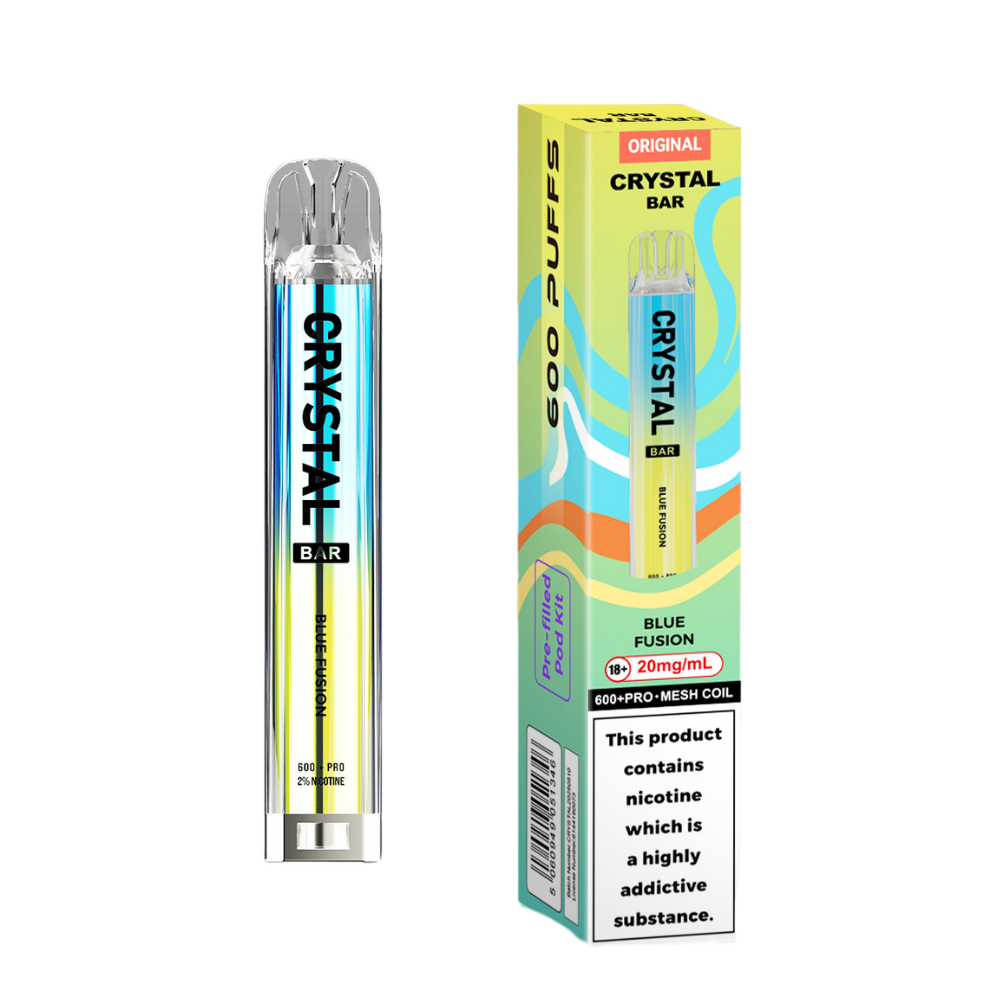 Crystal Bar | Prefilled Pod Kit | Blue Fusion | 600 Puffs| Pack Of 10