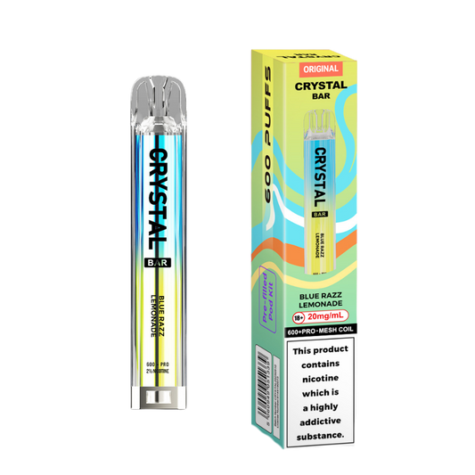 Crystal Bar | Prefilled Pod Kit | Blue Razz Lemonade | 600 Puffs| Pack Of 10