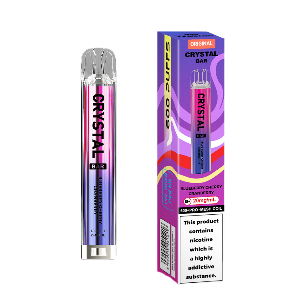 Crystal Bar | Prefilled Pod Kit | Blueberry Cherry Cranberry | 600 Puffs| Pack Of 10