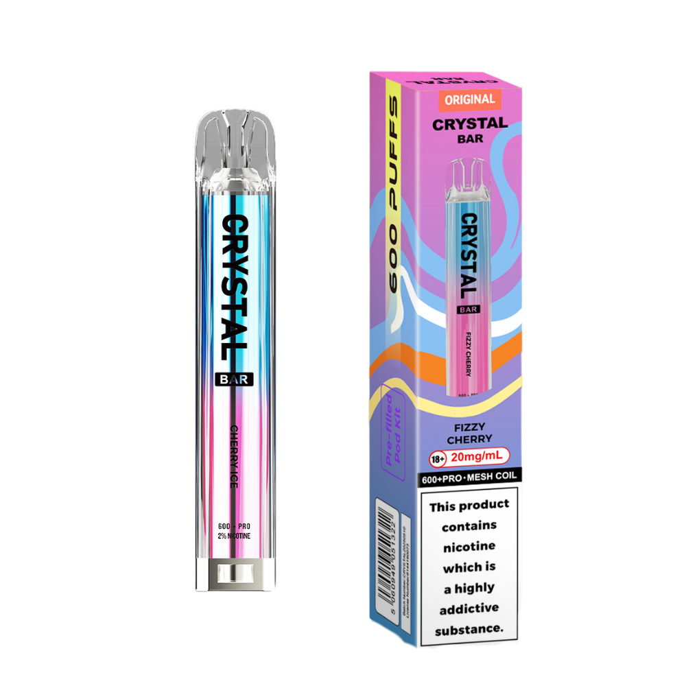 Crystal Bar | Prefilled Pod Kit | Fizzy Cherry | 600 Puffs| Pack Of 10