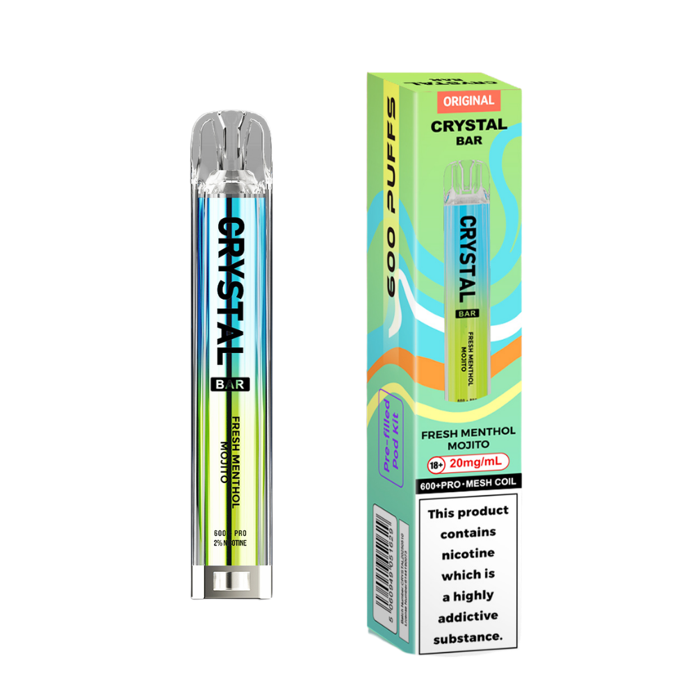 Crystal Bar | Prefilled Pod Kit | Fresh Menthol Mojito | 600 Puffs| Pack Of 10