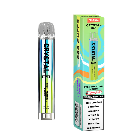 Crystal Bar | Prefilled Pod Kit | Fresh Menthol Mojito | 600 Puffs| Pack Of 10
