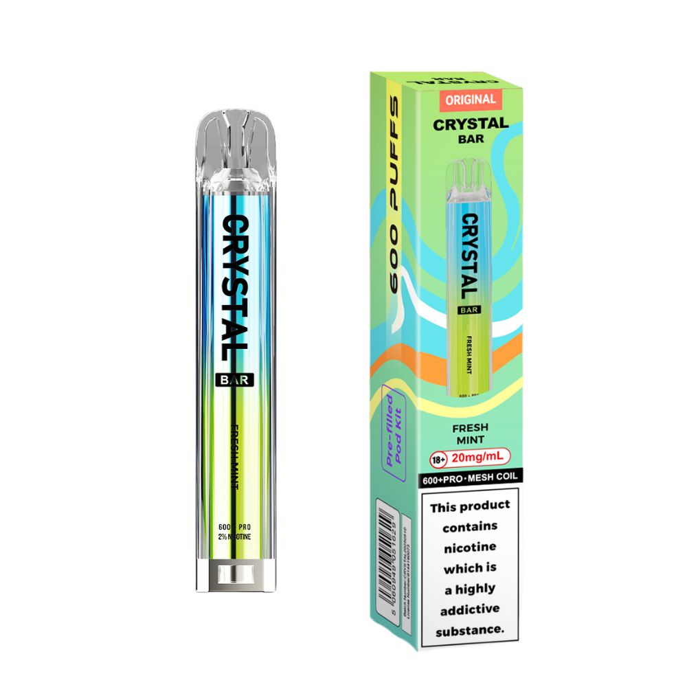 Crystal Bar | Prefilled Pod Kit | Fresh Mint | 600 Puffs| Pack Of 10